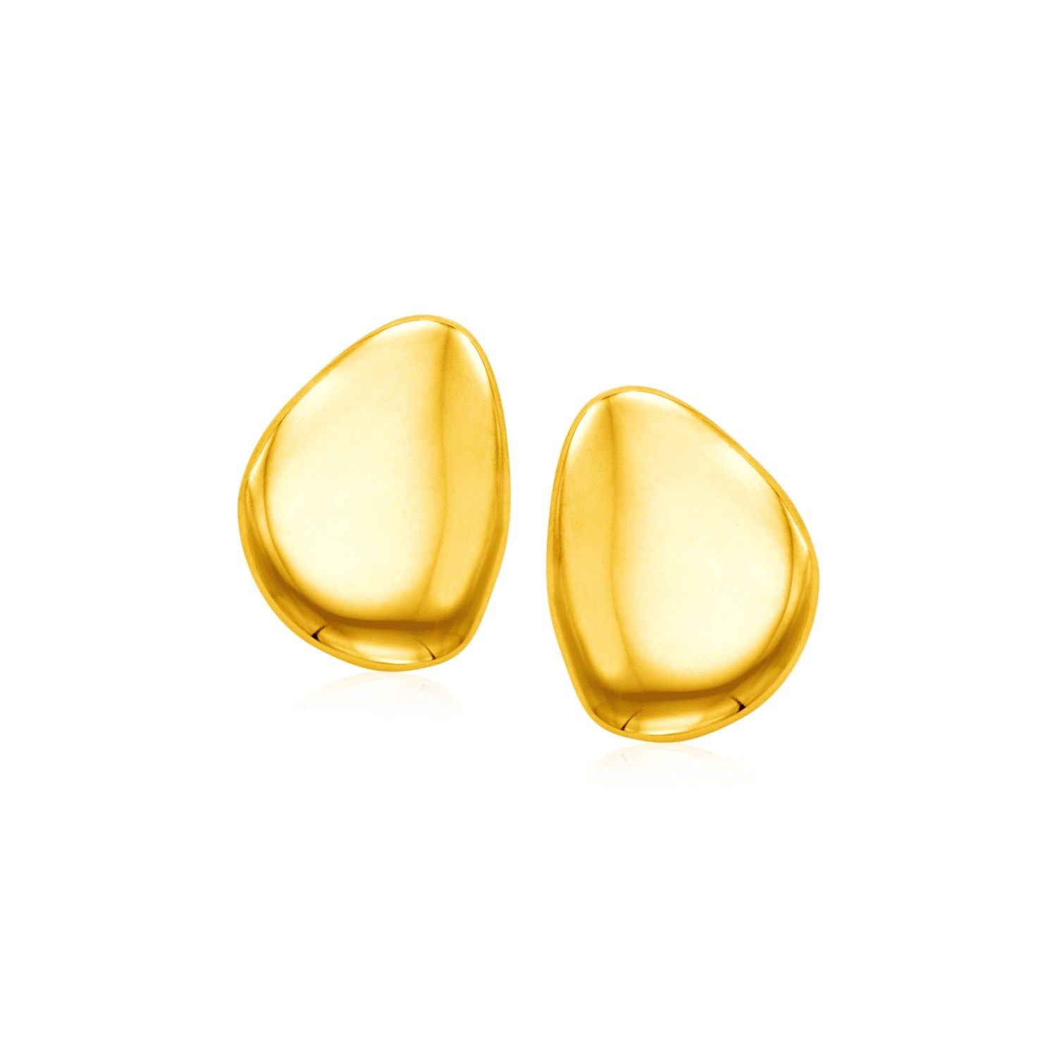 14 Karat gelbes Gold Post Ohrringe mit polierter abstrakter Form
