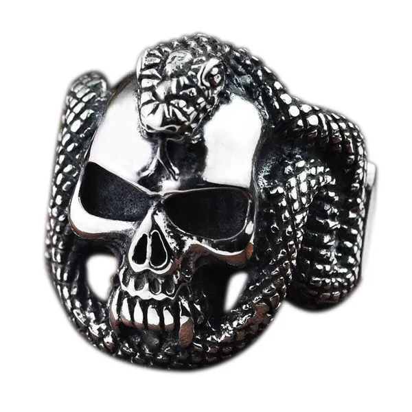 Mens Vintage Personalisierte Python Schädel Ring
