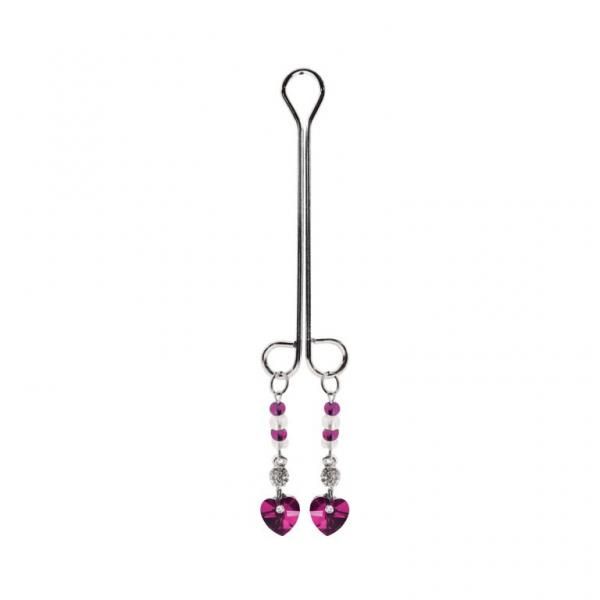 Bijoux De Cli Double Loop mit Herz Charm& Fuchsia Perlen