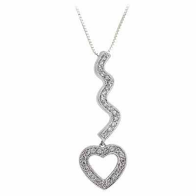 Sterling Silber CZ Swirl Open Heart Slide Pendant
