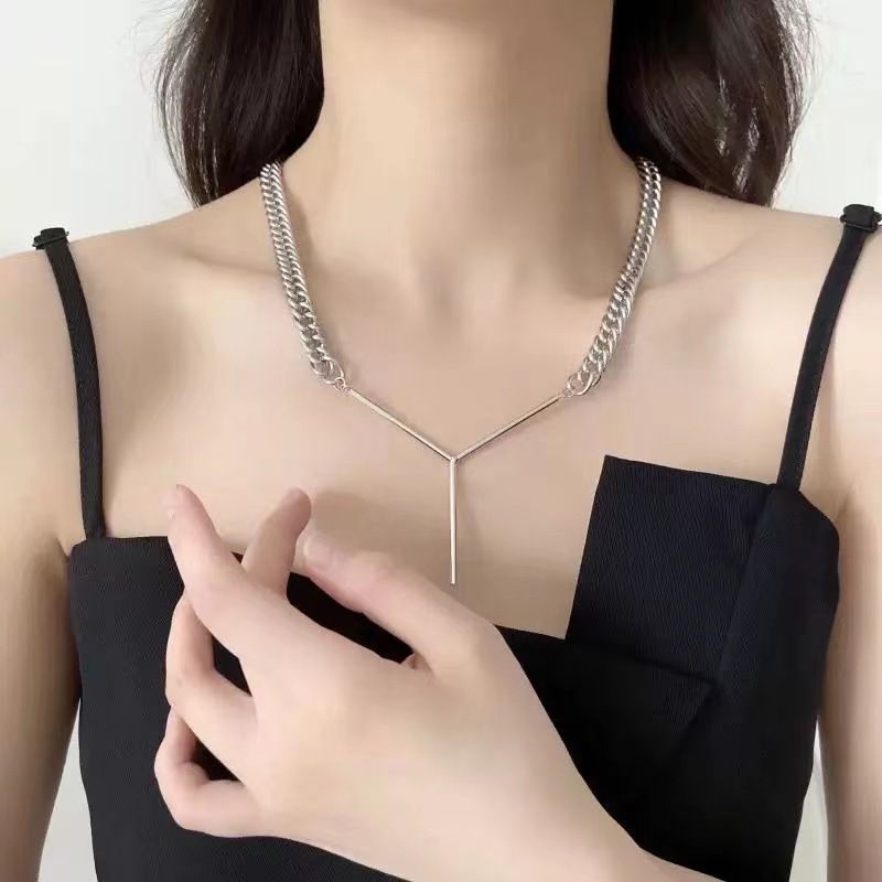 Damen Sommer Mode Nische Design Doppelschicht Kreuz Halskette