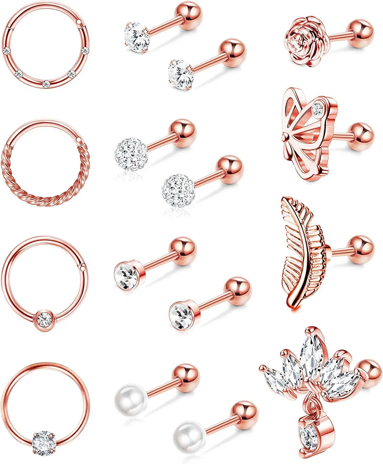 16G Knorpel Tragus Ohrringe Studs Barbell Lippenringe Chirurgische Septum Ring Hoop Ohr Helix Daith Rook Nase Piercing für Frauen Männer