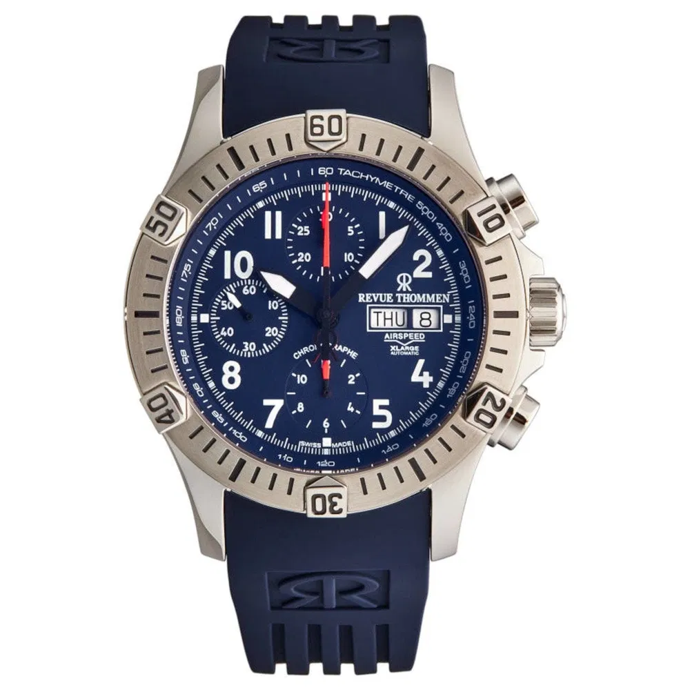 Revue Thommen 16071.6825 Männer 'Airspeed' Blau Zifferblatt Tag-Datum Chronograph Automatische Uhr