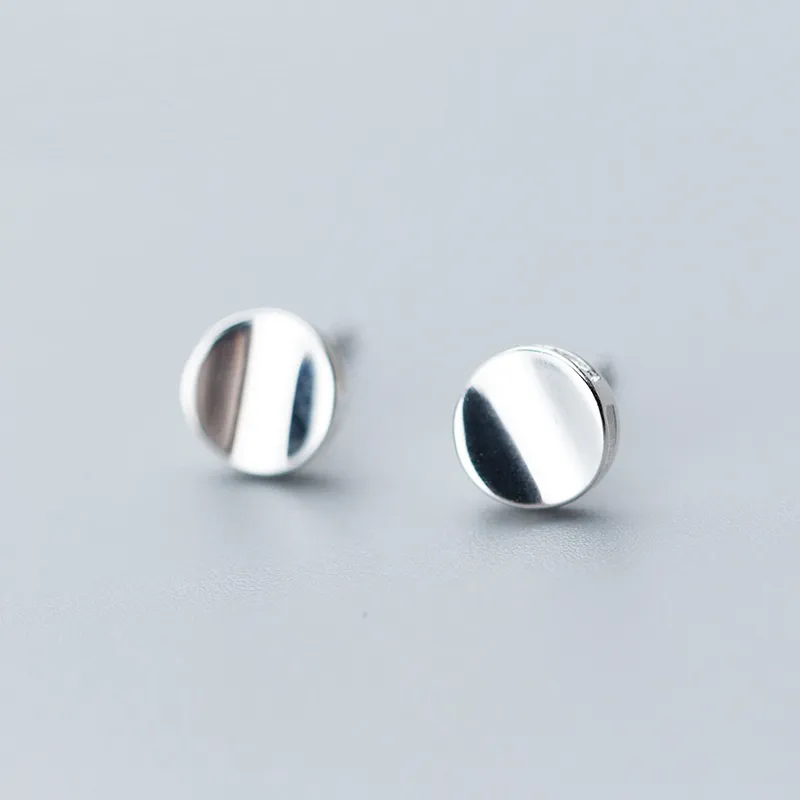 S925 Silber Glossy Round Stud Ohrringe für Frauen