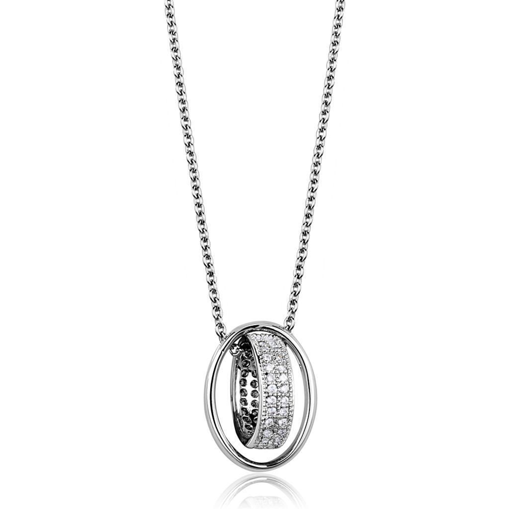 3W1032 - Rhodium-Brass - Kettenhänger mit AAA-Klasse CZ in Clear
