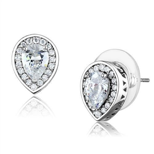 3W1275 - Rhodium-Messing - Ohrringe mit AAA-Klasse CZ in Clear