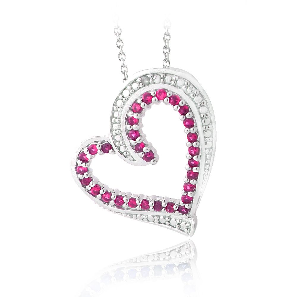 Erstellt Ruby & Diamond Accent Floating Heart Necklace