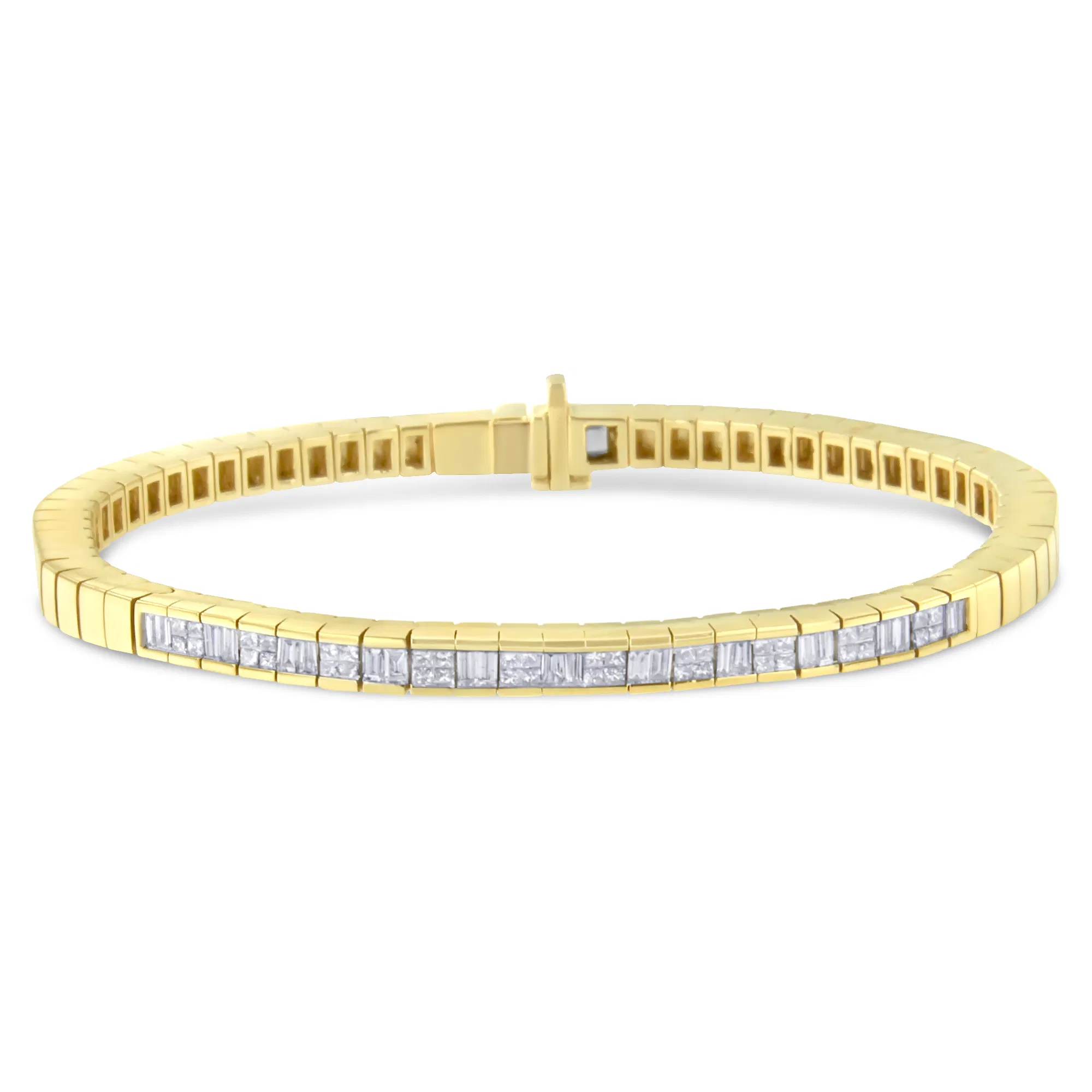 14K Gelbgold 1 - 1 / 10 Cttw Princess & Baguette Cut Diamant 7
