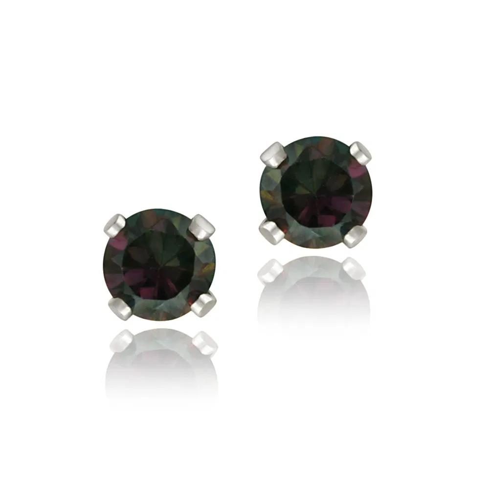 Sterling Silber 3 / 5ct Grün Mystic Topaz Stud Ohrringe, 4mm