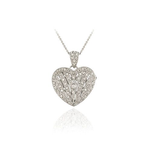 Sterling Silber CZ gestreiftes Herz Locket Anhänger