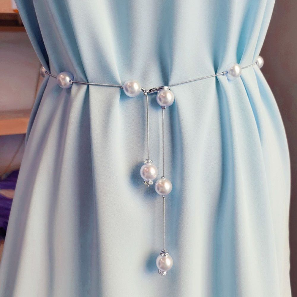 Frauen einfache All Match dünne Pearl Taille Kette