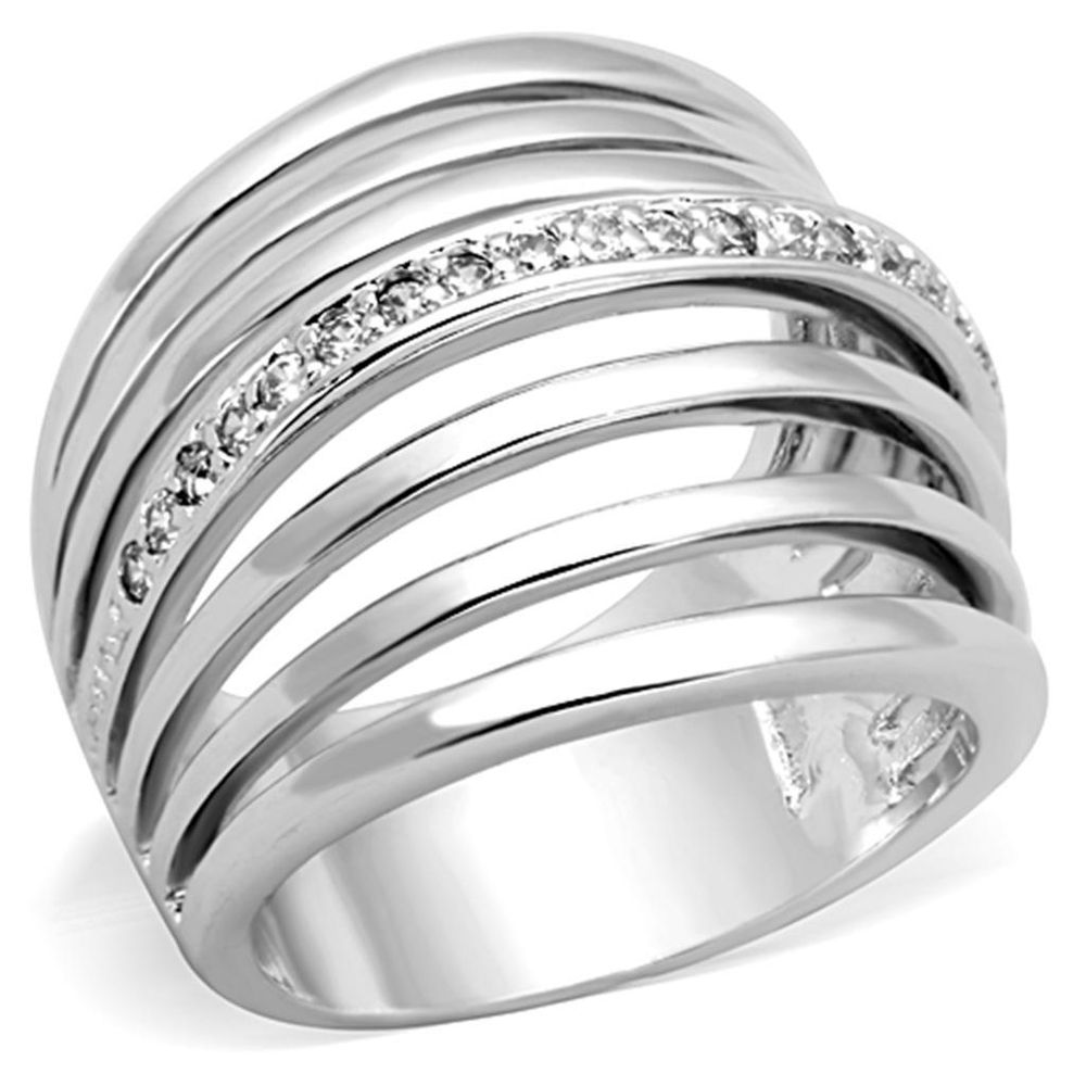 3W837 - Rhodium-Messing - Ring mit AAA-Klasse CZ in Clear