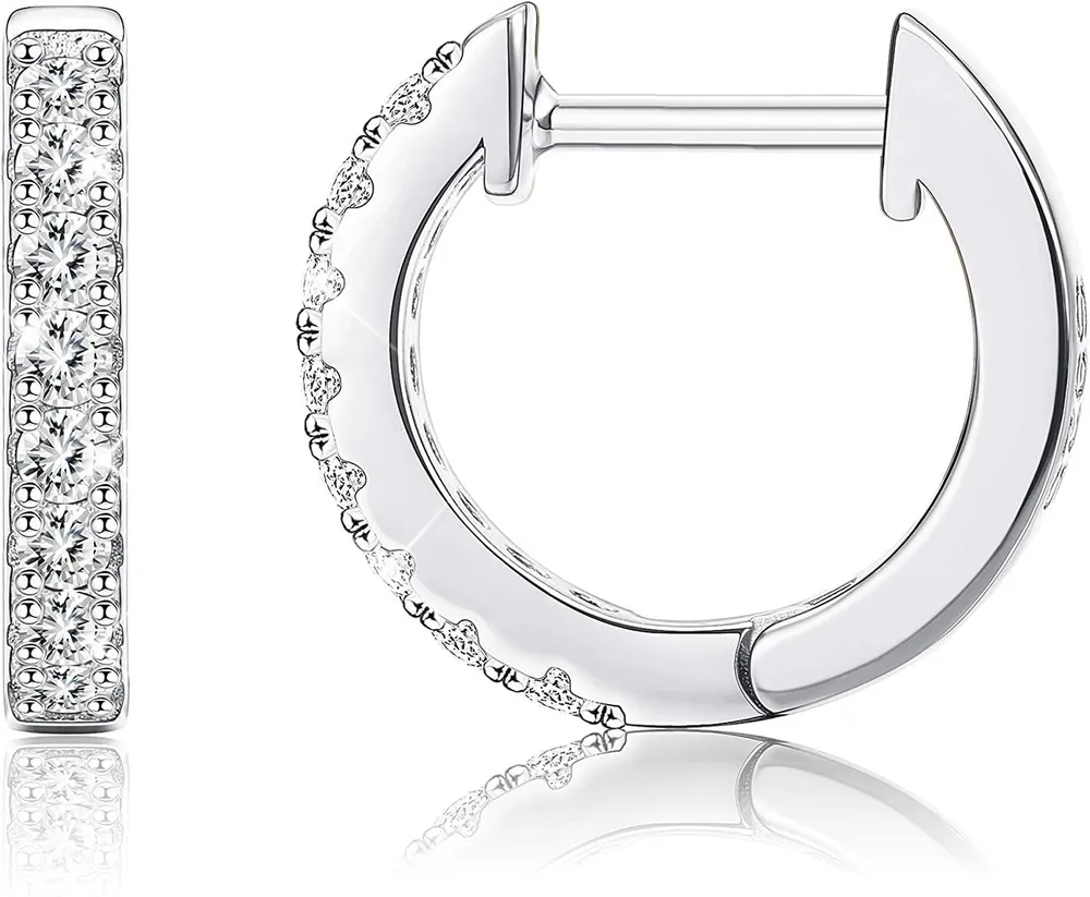 925 Sterling Silber Hoop Ohrringe mit Swarovski Cubic Zirkonia Sparkling Silver Small Huggie Ohrring Set für Frauen Mädchen; Hochzeitstag Mode Schmuck
