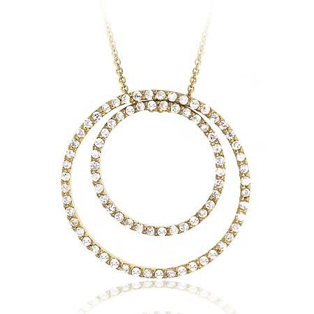 18 Karat Gold über Sterling Silber 4 / 5ct CZ Doppelkreis Ewigkeit Anhänger