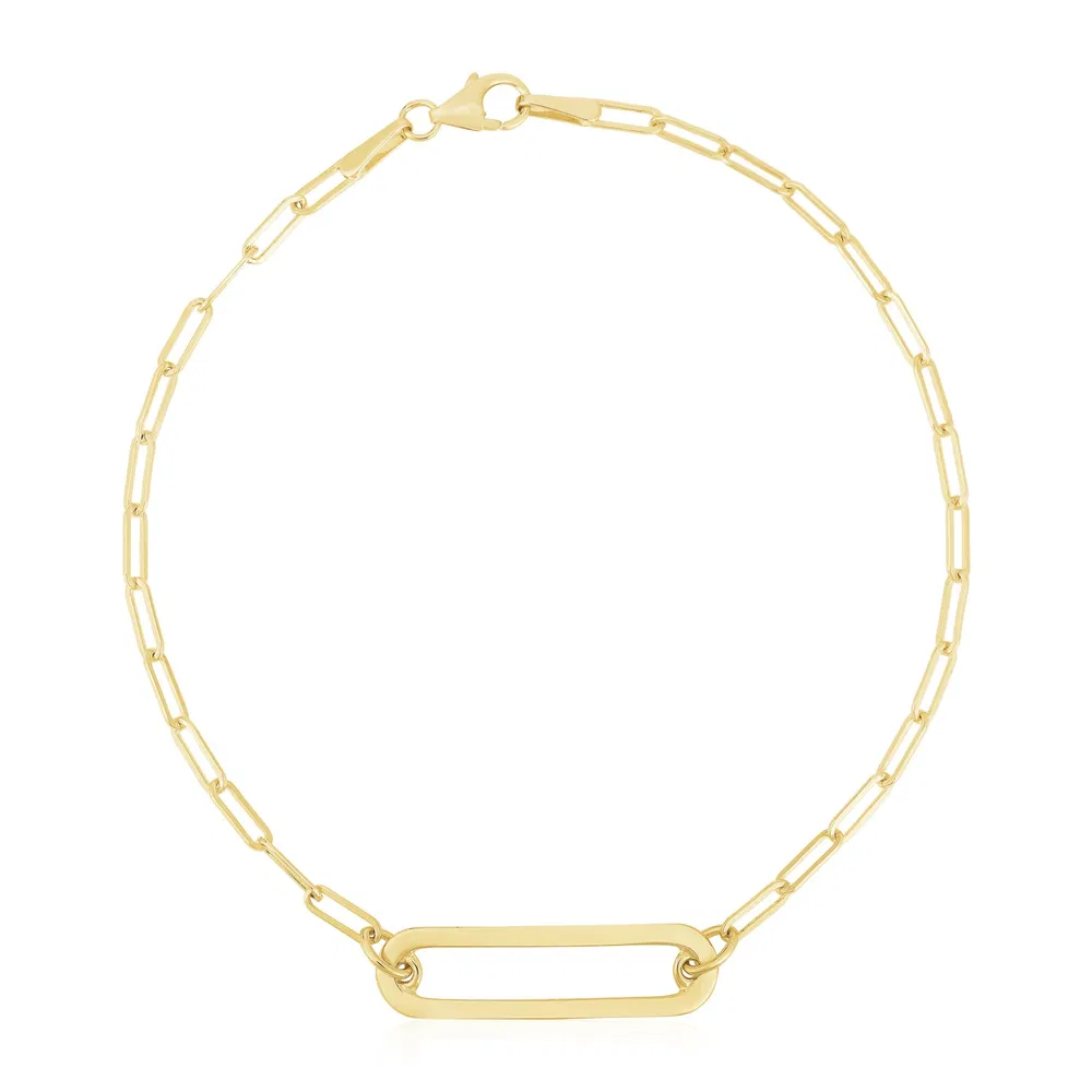 14 Karat Gelbgold High Polish Open Straight Paperclip Armband