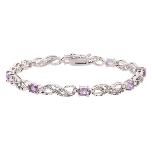Sterling Silber 3,44 Karat Amethyst & Diamant Akzent Filigree Infinity Armband