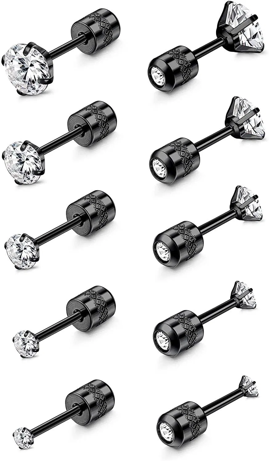 5 Paare 18G Knorpel Ohrringe für Frauen Männer winzig Edelstahl Piercing Stud Ohrringe CZ Schraube Rücken Ohrringe