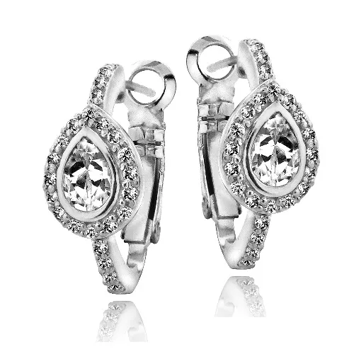Silver Tonect 2.4 White Topaz Teardrop Clutchless Ohrringe