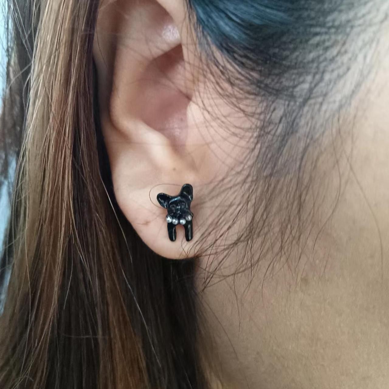 Süße schwarze Katze Front und Rücken Stud Ohrringe für Frauen Mädchen kreatives Geschenk 1Pair