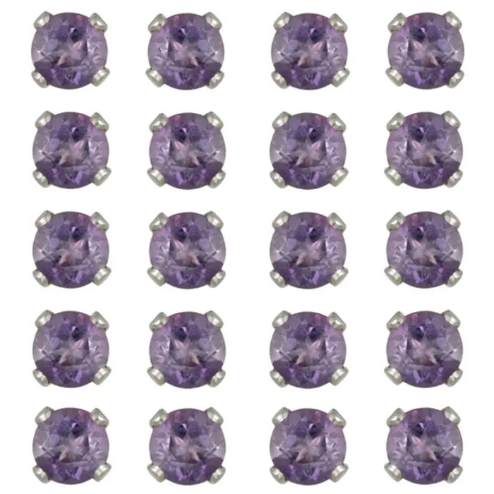 Sterling Silber 8ct Amethyst 5mm Stud Ohrringe, Satz von 10
