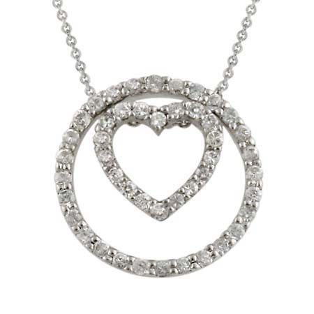 Sterling Silber 3 in 1 CZ Herz & Kreis Anhänger