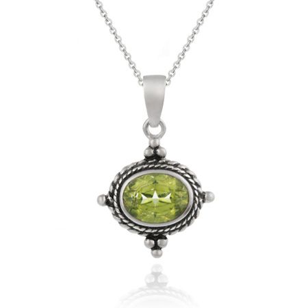 Sterling Silber Bali Anhänger mit echten Peridot Stein