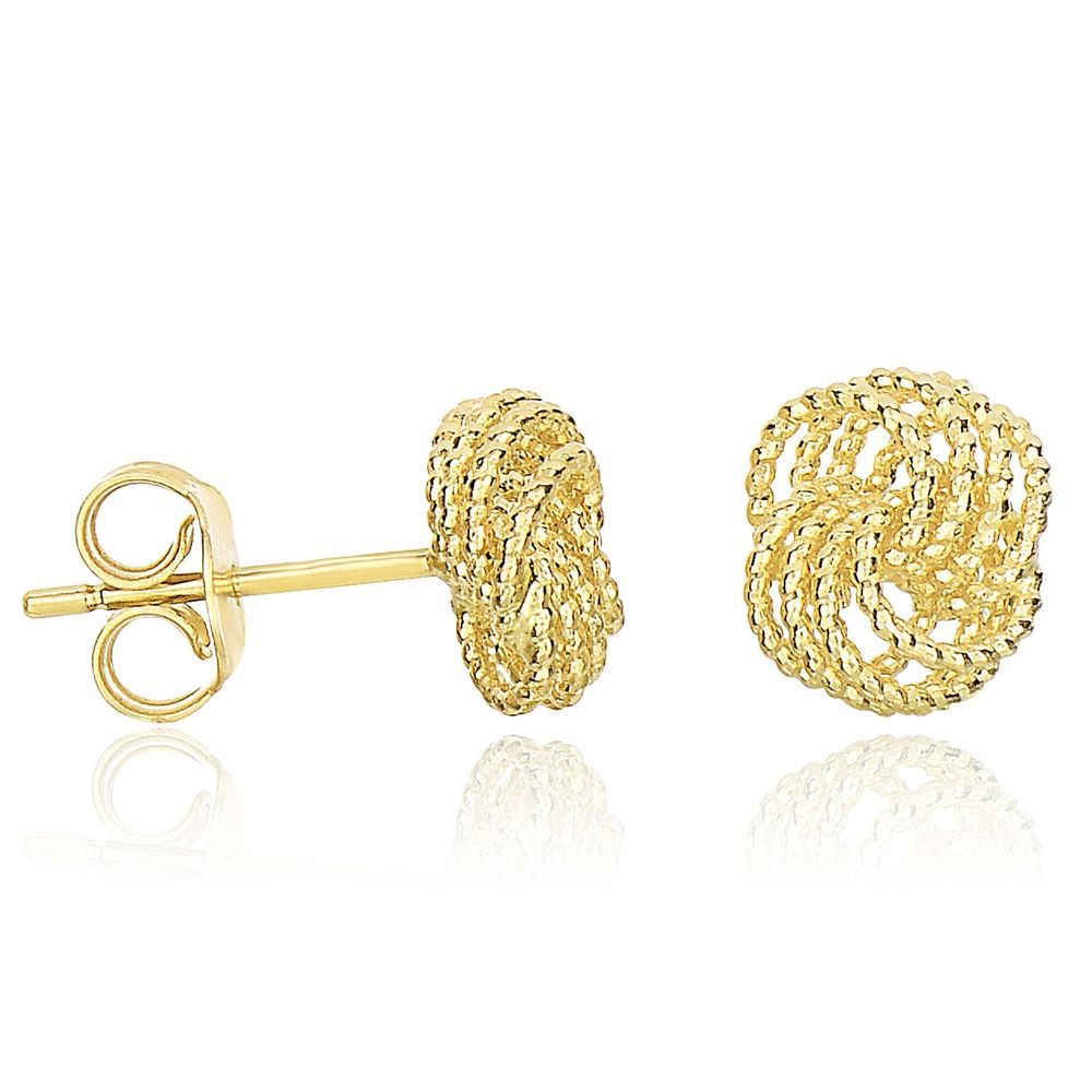 14 Karat Gelbgold Textured Finish Love Knot Style Ohrringe