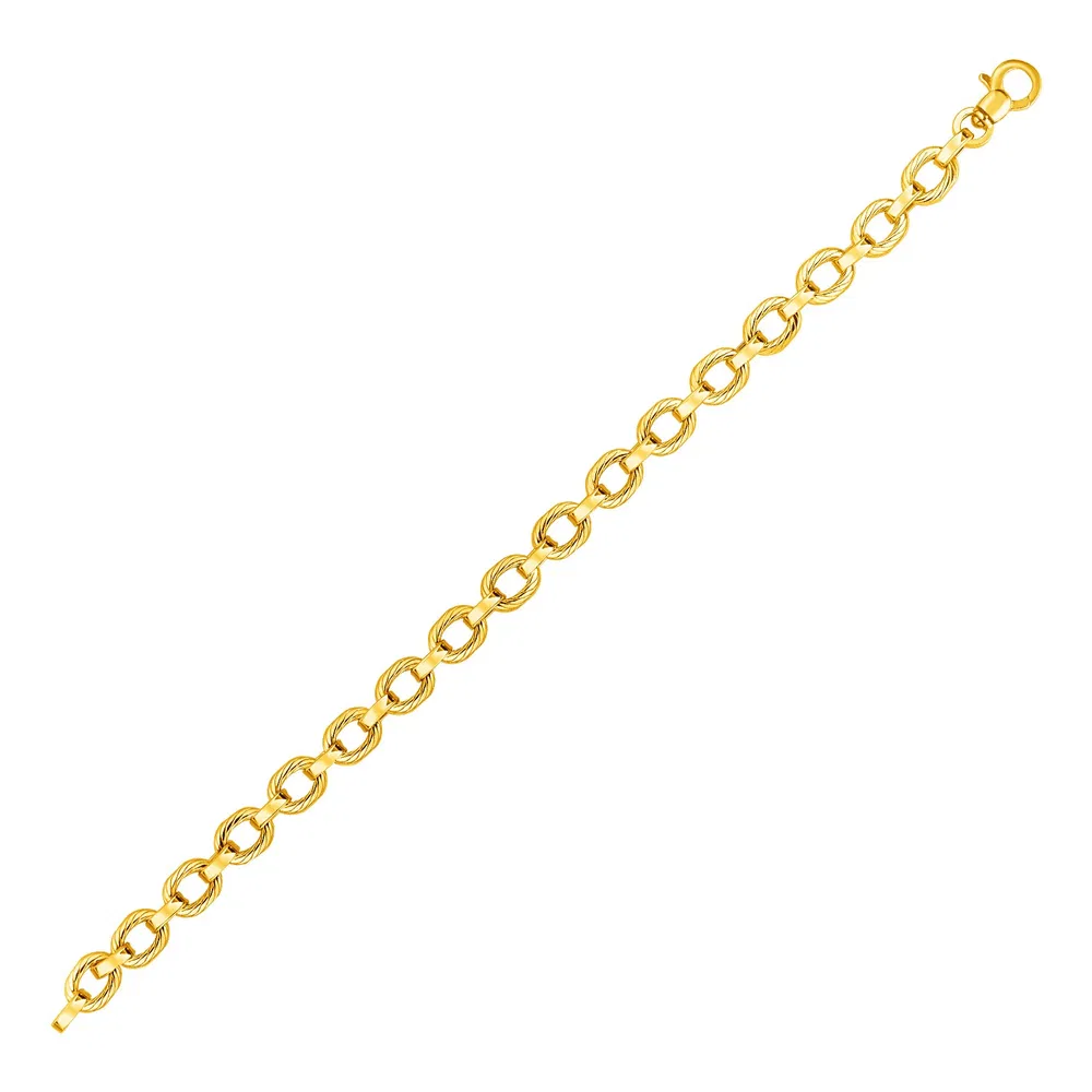 14 Karat gelbes Gold Twisted Link Armband