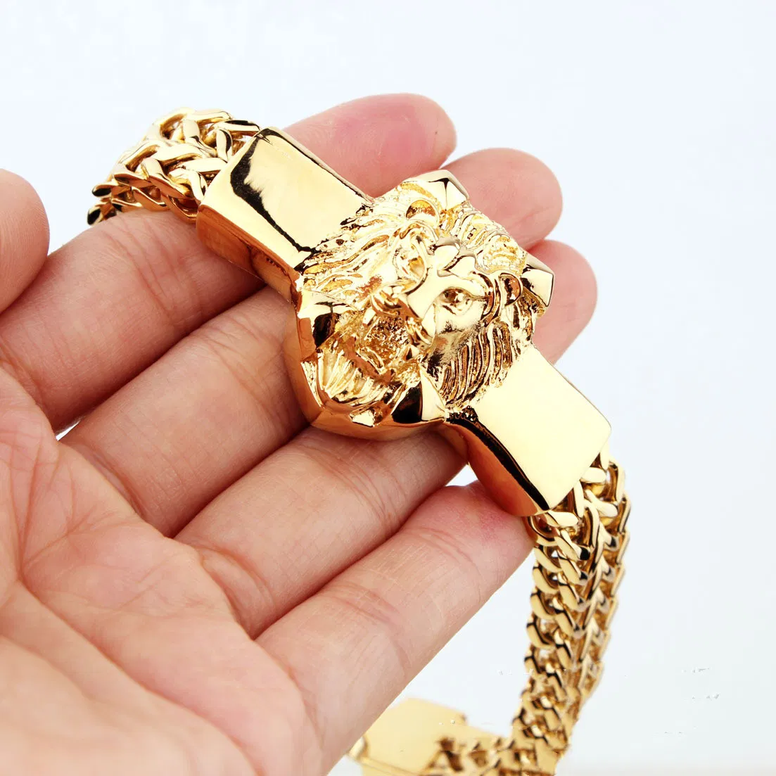 Edelstahl Titanium Persönlichkeit Twist Lion Kopf Armband