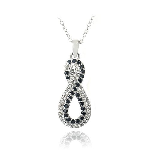Sterling Silber Schwarz Spinel & Weiß Topaz Infinity Halskette
