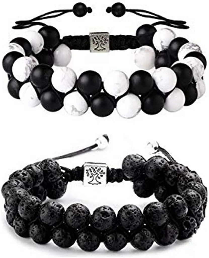 Ätherisches Öl Armband für Männer Lava Rock White Frosted Beads Armband Parfüm Diffuser Adjustable