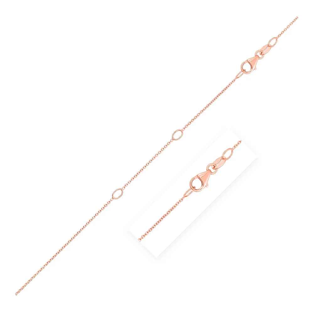 Doppel erweiterbarer Kabelkette in 14 Karat Rose Gold (0,6 mm)