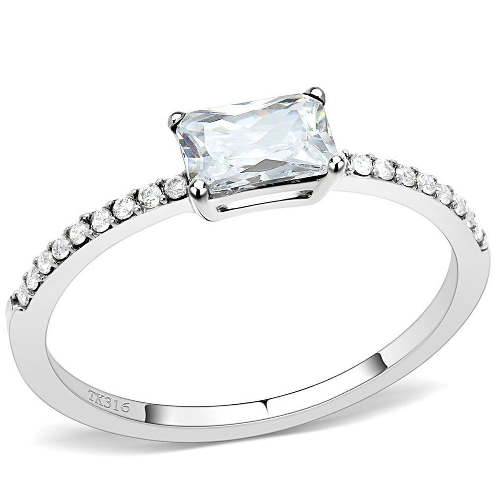 DA009 - Hochpolierter (ohne Beschichtung) Edelstahlring mit Cubic in Clear