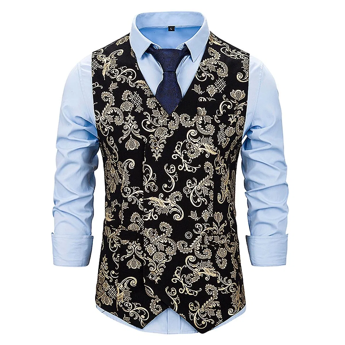 Herren Gorgeous Gilded Patterned V-Neck Vest
