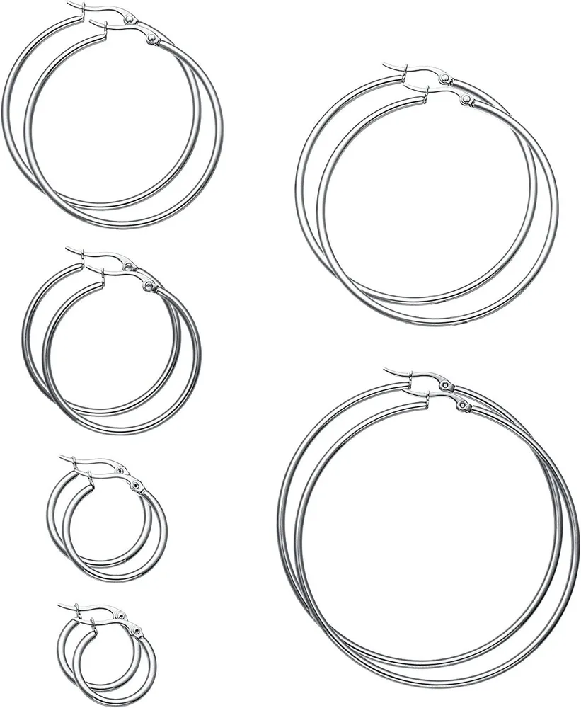 6 Paare Edelschleife Ohrringe für Männer Frauen Ohrringe Set 15 - 60mm