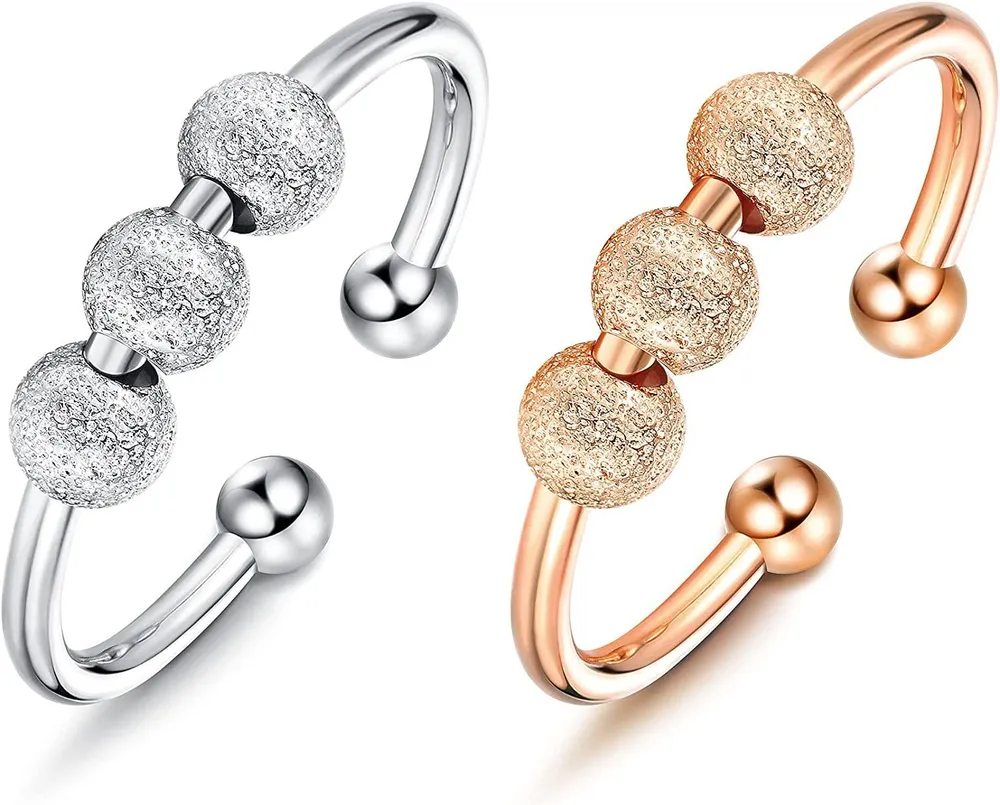 925 Sterling Silber Angst Ringe für Frauen Männer 18K Gold Plated Spinner Band Ringe Fidget Ringe für Angst Dünne einstellbare Stackable Ringe Größe 7