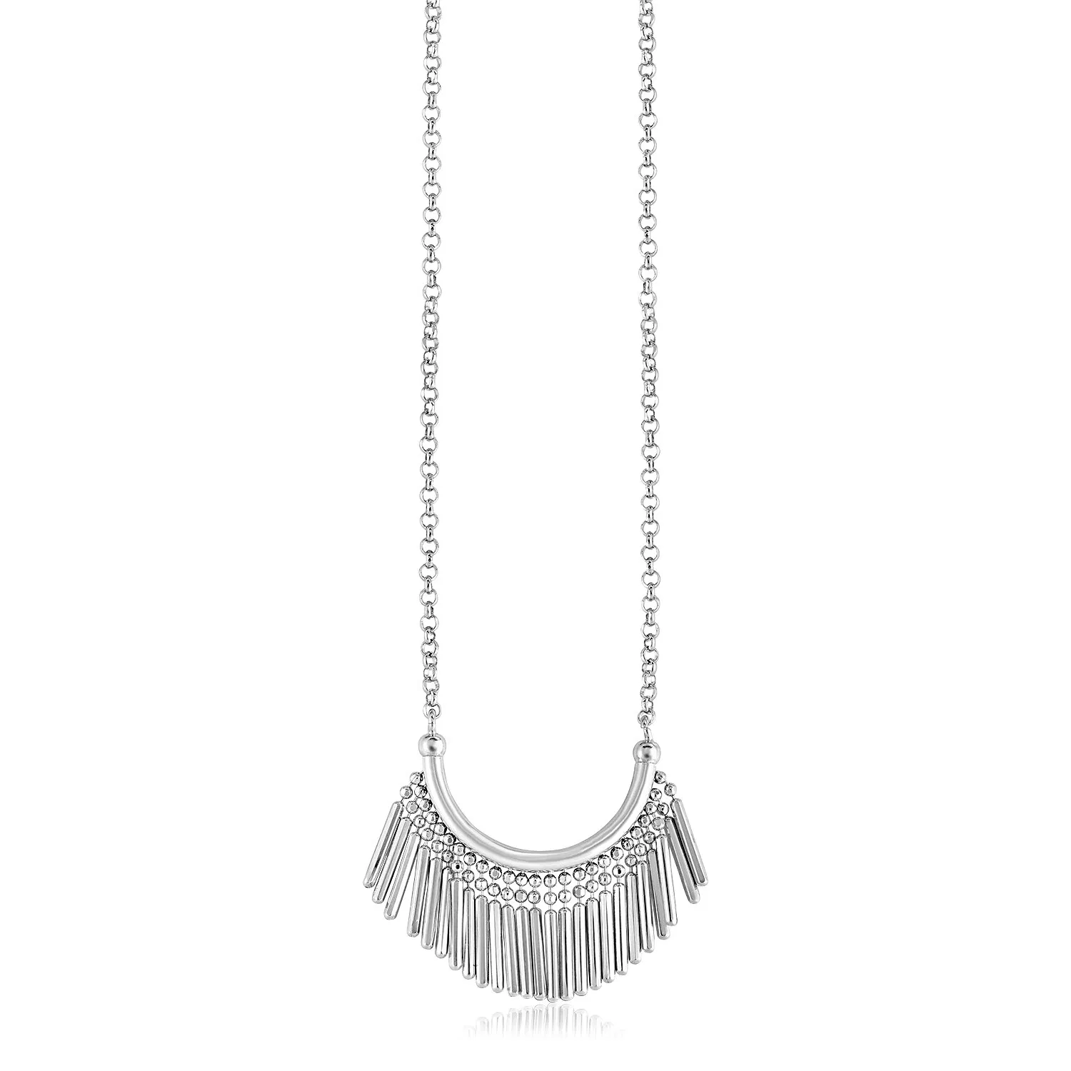 Sterling Silber Halskette mit gebogener Bar und Fringe