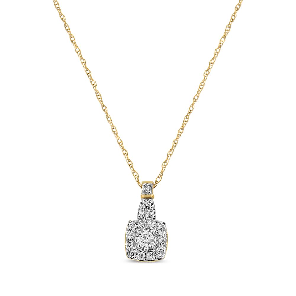 10K Gelbgold Plated .925 Sterling Silber 1 / 4 Cttw Diamant Quadrat Anhänger Halskette (J-K Farbe, I1 - I2 Klarheit)