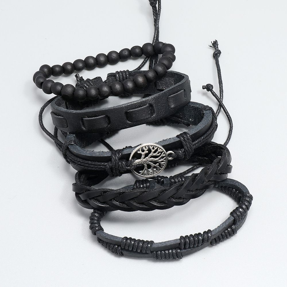 Persönlichkeit Handgefertigte Web Vintage Leder Armband DIY5 Stück Set Lucky Tree Set Armband