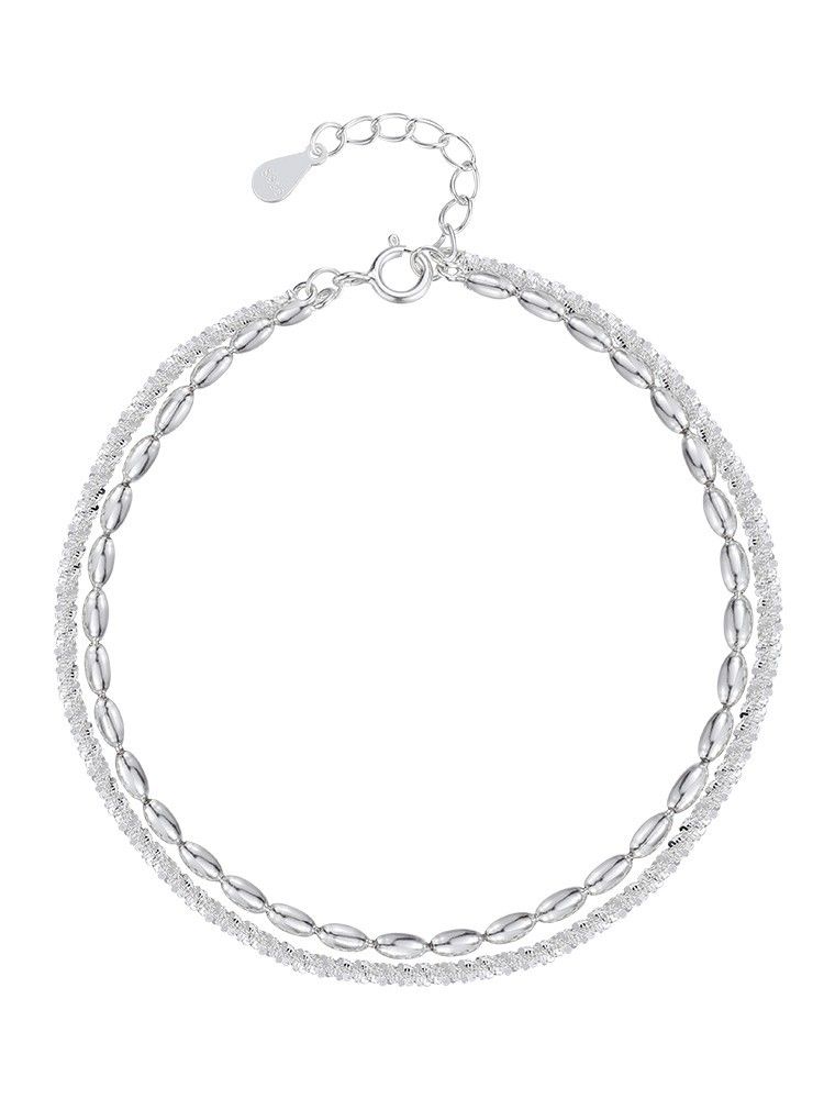 925 Sterling Silber Armband Star Rice Doppelschicht Luxus