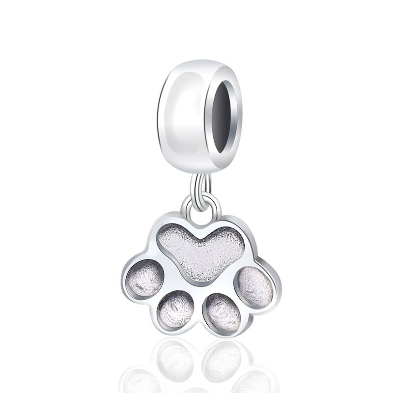 S925 Sterling Silber entzückend Pet Paw Print Anhänger Mode DIY Perlen Zubehör