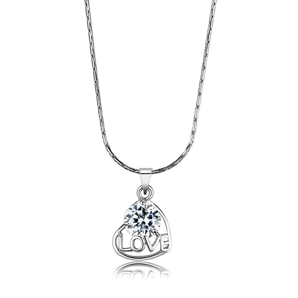 LO4151 - Rhodium-Brass - Kettenhänger mit AAA-Klasse CZ in Clear