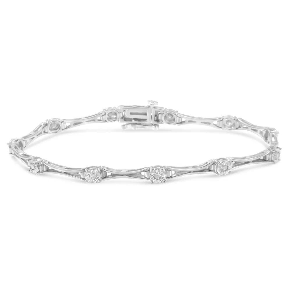 .925 Sterling Silber 1 / 4 Cttw Diamant Wunder-Set Flared-Bar 7