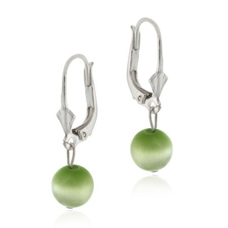Sterling Silver Green Cats Eye Hanging LeverBack Lever Back Ohrringe