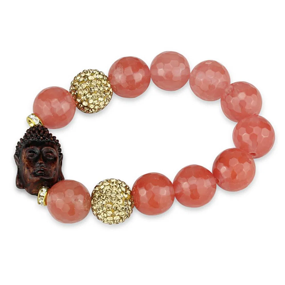 LO3780 - Antike Kupfer-weißes Metallarmband mit synthetischem Onyx in Rose