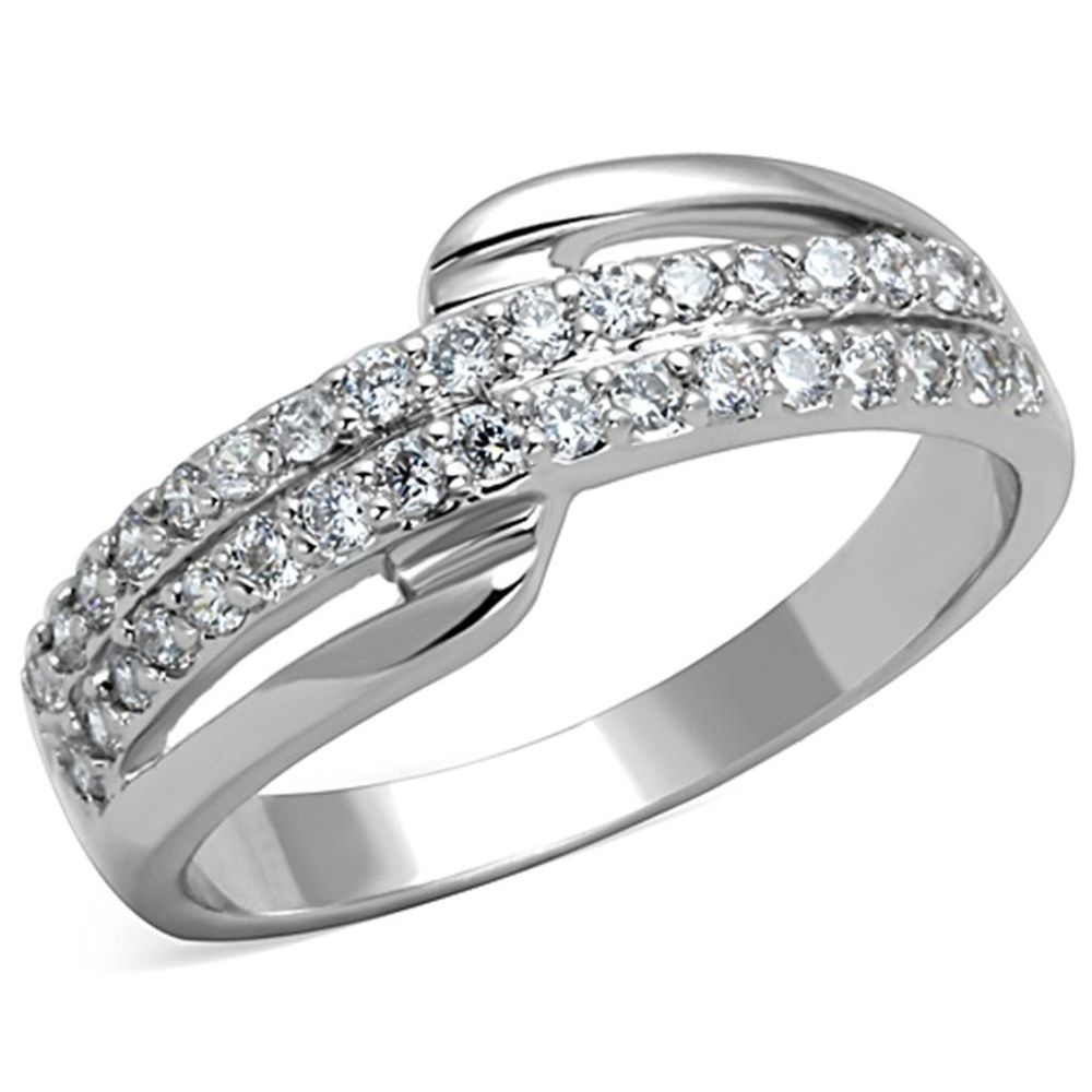 3W798 - Rhodium-Messing - Ring mit AAA-Klasse CZ in Clear