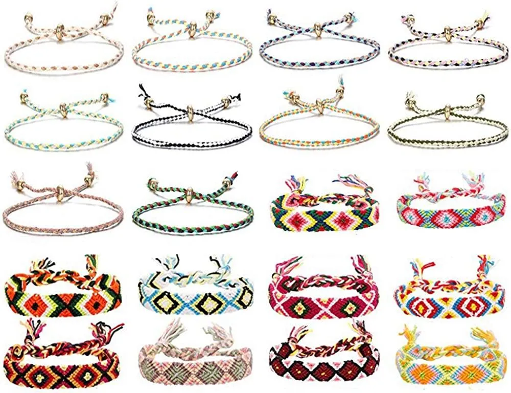20pcs Gewebe Freundschaft Armbänder für Frauen Mädchen Handgemachte Armbänder einstellbar farbenfrohe String Armbänder Nationaler Feierlicher Stil