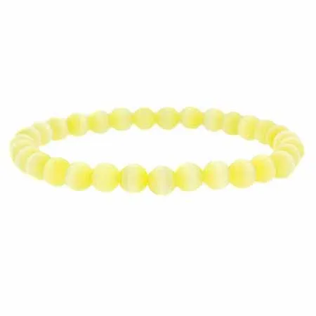 Gelbe Katzen Auge 6mm Perlen Perlen Stretch Armband