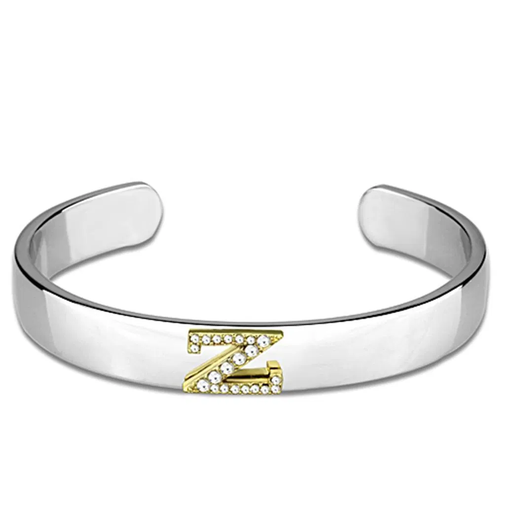 LO3636 - Umkehr Zwei-Ton - Weißmetall-Armband mit Top-Grade - Kristall in Clear