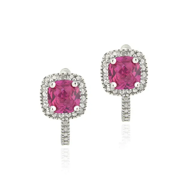 Erstellt Ruby & Diamond Accent Huggie Ohrringe